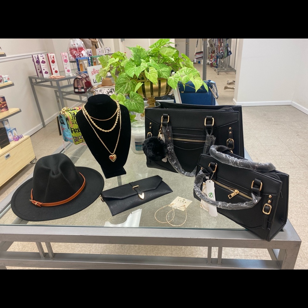 3 Piece Necklace BrimHat Wallet Earrings Crossbody